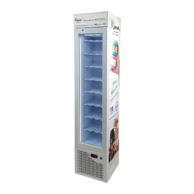 China Single-temperature Meisda 105L ETL approved transparent slim upright freezer for ice cream for sale