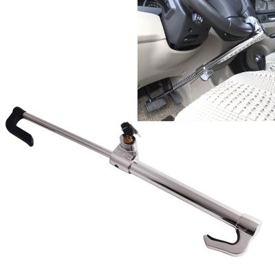 China Steel Brake Pedal to Steering Wheel Lock, Anti-Theft Retractable Double Hook Car Clutch Pedal Lock with 3 Keys for sale