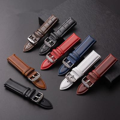 China Low MOQ Amazon Hot Sale Smart Watch Strap Genuine Leather Strap 16mm 18mm 20mm 22mm 24mm Leather Watch Bands for sale