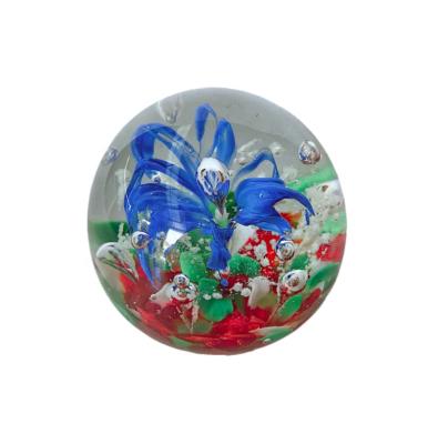 China China Europe fashion factory price unique hand blown murano glass ball open abstract art glass ball paperweight for home decoration for sale