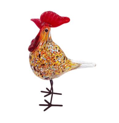 China China 2023 Hand Decor Murano Modern Custom Blown Glass Art Glass Rooster Hen Ornament For Home Decoration Garden Yard Decoration for sale