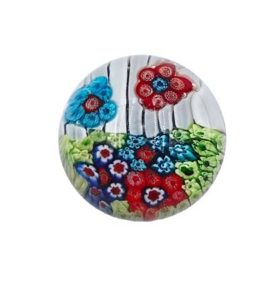 China China factory price art luminous handmade murano millefiori flower ball solid glass paperweight ornament for home decor for gift for sale