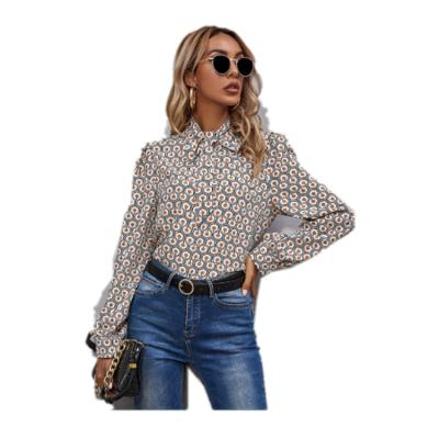 China Breathable Korean Version Of Hong Kong Women's Retro Loose Student Shirt Printed Long-Sleeved Shirt for sale