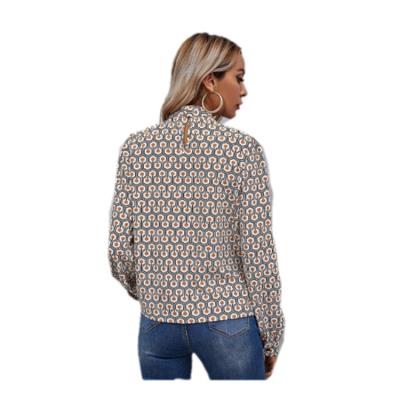 China Long Sleeve Breathable Shirt Design Silk Printed Shirt Women's Loose And Soft Top for sale