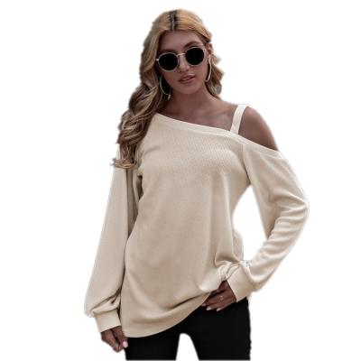 China Autumn And Winter Europe And 2021 compressed the United States collar shoulder strapless sweater shirt for sale