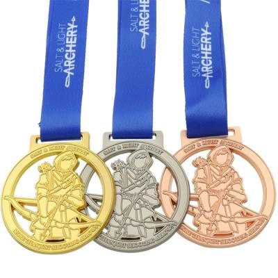 China Cheap Custom Running Medal Marathon Football Europe Metal Archery Fencing White Sports Gold Silver Bronze Medal for sale