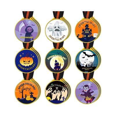 China High Quality Europe Medal Custom Design Medal Halloween Pumpkin Cartoon Metal Senior Badge With Ribbon Medal Customization for sale