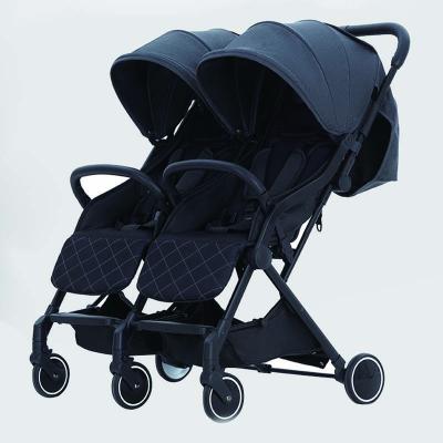 China Windshield footcover EN1888 manufacture one hand double side by side luxury twin fold baby stroller for two children for sale