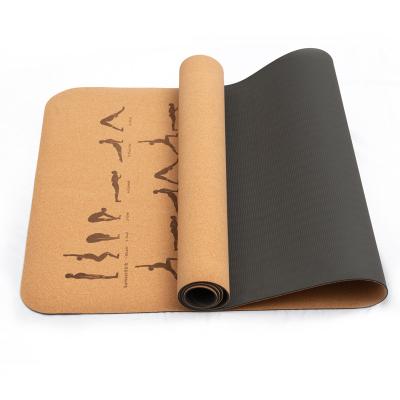 China 2022 Wholesale Eco Friendly Gym Double Layer Custom Printed Tape Cork Yoga Mat for sale