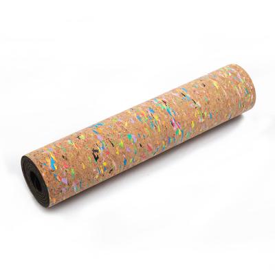 China Hot Sale New Arrival Eco-Friendly Custom Printed Gymnastics Double Layer Cork Tape Yoga Mat for sale