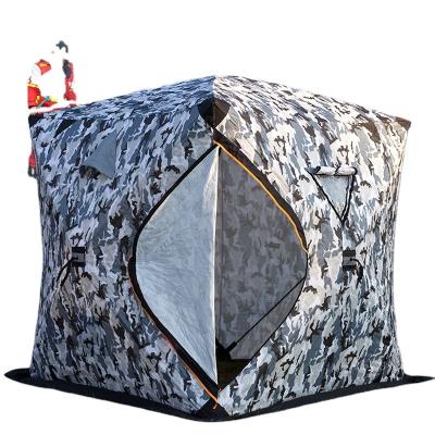 China Snow Field Nail Pop Up Custom Outdoor Sauna Tent Portable Square Hiking Winter Camping Insulated Ice Cube Fishing Tent for sale