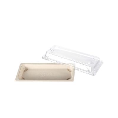 China Food Sugarcane Disposable Biodegradable Bagasse Pulp Packing Box Sushi Takeout Container for sale