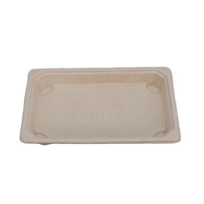 China OEM/ODM 18.5*13.2*2cm Biodegradable Sugarcane Bagasse Sushi Food Tray With Clear Lid Packaging Freezer and Microwave Safe for sale