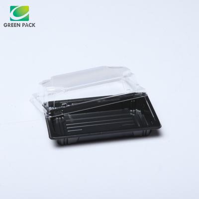 China HP-00 140*80*21.5mm Japanese Style Disposable Disposable Plastic Sushi Tray With Clear Lid for sale