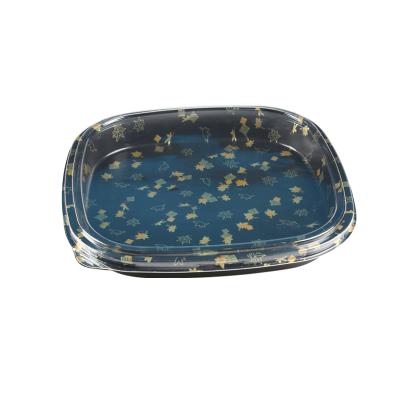 China Safe And Pollution Free Disposable Plastic Sushi Food Containers Square Trays With Transparent Lip for sale