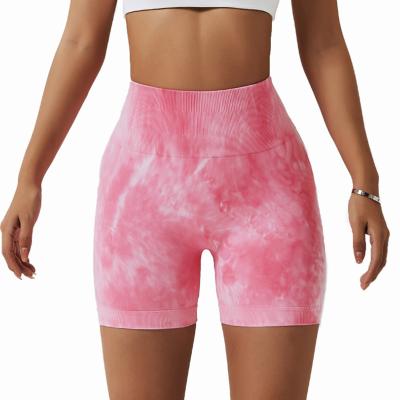 China Best Selling Breathable Custom Made Seamless Yoga Wear Gaiters Butt Lift Compression Pants Women Tie Dye Butt Gym Shorts CRAC! crack! for sale