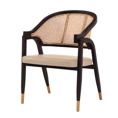 China (Other)Adjustable Nordic Solid Wood Dining Chair Creative Retro Chairs Backrest Simple Ash Wood Rattan Dining Chair for sale