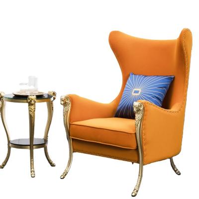 China Modern Affordable Luxury High Armrest Modern Design Sheep Lounge Hotel Orange Single Back Lounge Chair for sale