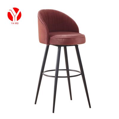 China Modern Style Modern Bar Furniture Modern Velvet Vintage Bar Stool Chairs High Metal Bar Stool Chair for sale