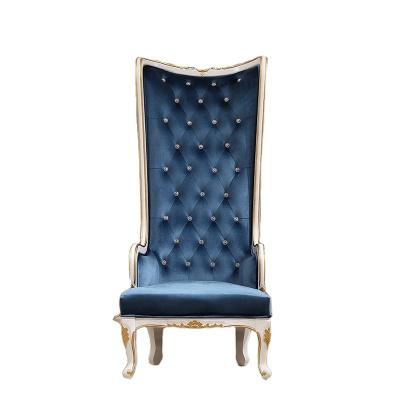 China Modern Antique King Throne Chair Upholestered Cut Out Restaurant Hotel Lobby Living Room Single Velvet Fabric Sofa Chairs for sale