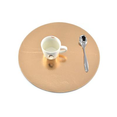 China Sustainable Green Field Rose Gold Round Washable Kraft Paper Place Mats for sale