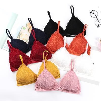 China Dropship V soft bras lace girl women bra thin sexy lingerie wireless deep seamless wholesale one piece underwear for women for sale