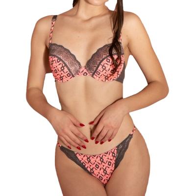 China 2021 Wholesale Hot Selling Girls Breathable Printed Mesh Lace Bra Brief Sets Fashion Lace Transparent Lift Up Bra Panty for sale