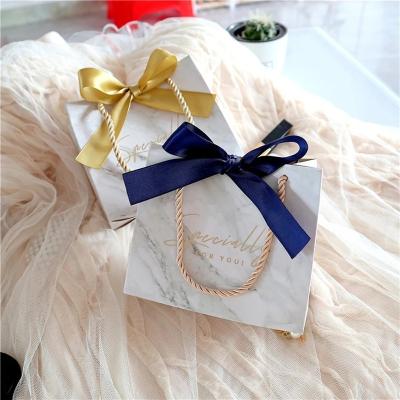 China New Recyclable Mini Marble With Handle Gift Bags Special For You Retro Candy Box Christmas Birthday Wedding Party Favors Packaging For Guests for sale