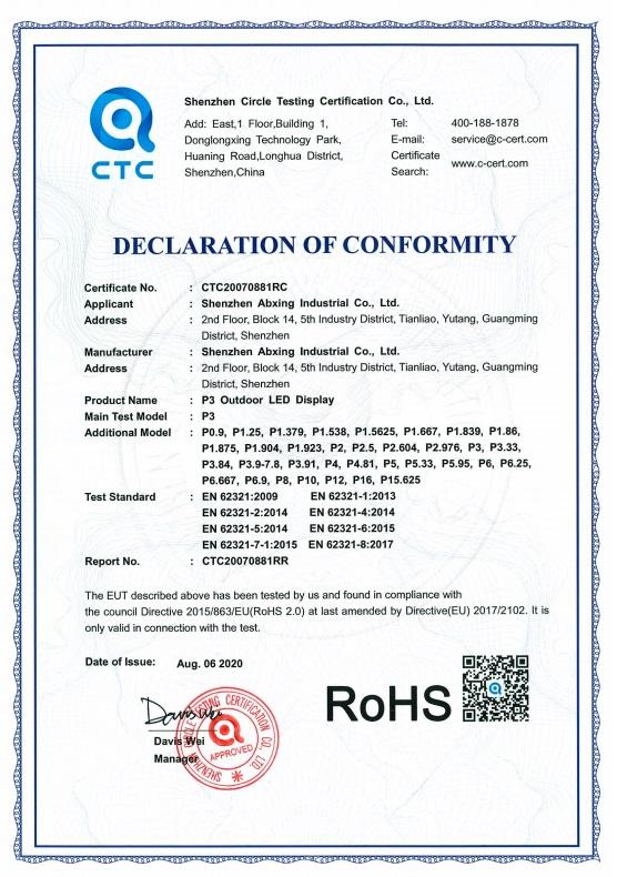 RoHS - Shenzhen Abxing Industrial Co., Ltd.