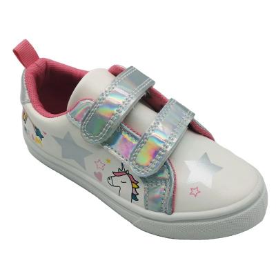 China Waterproof Design Printing White PU Injection Shoes For Girls School Walking Shoes Fashion Kids Casual Sneakers Custom Canvas Shoes for sale