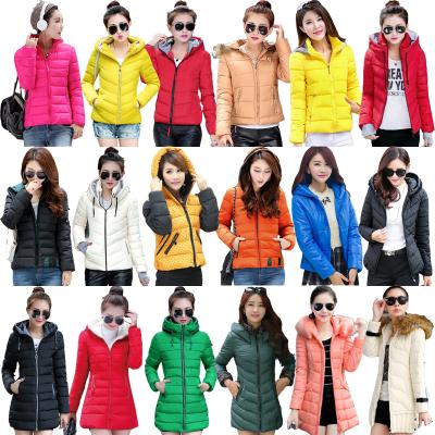 China Waterproof Women Mix Color Blend Design Fashion Clothes Cotton-padded Jacket Stock for sale