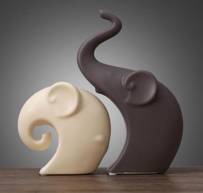 China Modern Ceramic Elephant Statue Home Decor Simple Style Artwork Craft for sale