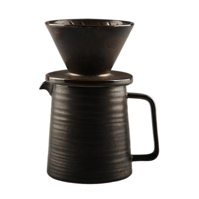 China New Sustainable White Coffee Spout Ceramic Decal Coffee Filter With Pot for sale