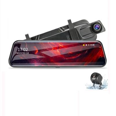 China NIGHT VISION 10 Inch Touch Screen Stream Media Car DVR Dash Cam Lens Rear View Mirror Car Black Box HD Auto Dash Camera Dual for sale