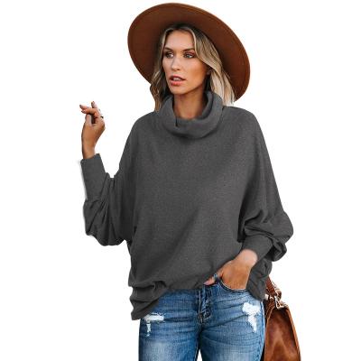 China Women's Turtle Neck Bat Wing Sleeve Sweater Sweater Solid Color Breathable Loose Fit for sale