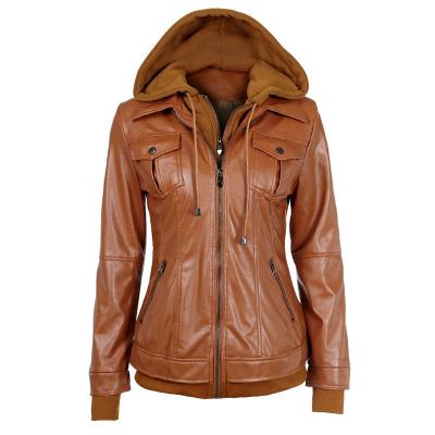 China Cheap Price Waterproof Keep Warm PU Leather Winter Women Jacket With Hoody Insert for sale