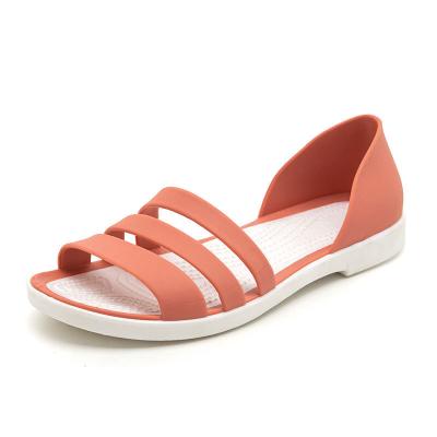 China Lightweight Women's Summer Flat Sandals 2021 Open-Toed Torybruch Sandals Freeze Candy Color Casual Beach Outdoot Feminine Ladies Jelly Shoes for sale