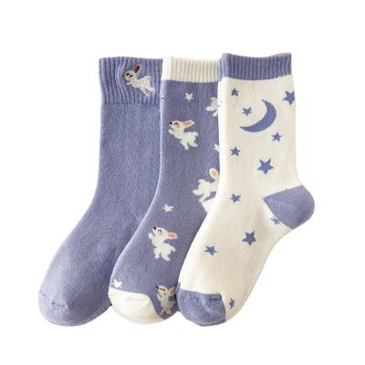 China Wholesale Purple Color Series Daily Wear Hot Women Socks Cool Soft Women Socks With Rabbit Moon for sale