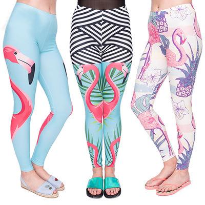 China Style 3D Breathable Explosive Flamingo Printing Women's Gaiters Gaiters Cropped Pants for sale