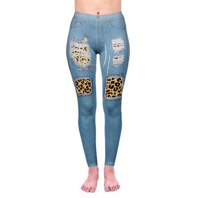 China Breathable 3D Digital Printing Ladies Ripped Denim Sports Gaiters Ladies Gaiters for sale