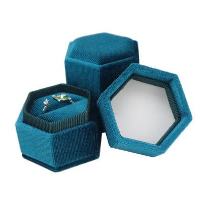 China Velvet Best Selling Custom Multi Color Velvet Design Luxury Jewelry Packaging Octagonal Wedding Ring Box for sale