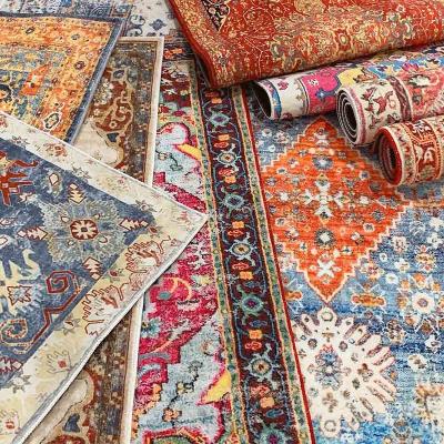 China Small Eco Friendly Washable Floor Cover Designers Distressed Polyester Mats Imitation Wool Area Rugs Style Carpet for sale