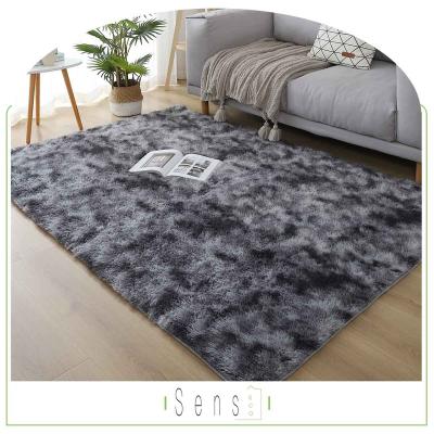 China Gray Carpet Modern Living Room Shaggy Carpet Rugs 100*300 Plush Blanket Washable Warm Mix Color Industrial Custom Size Tie Dye for sale