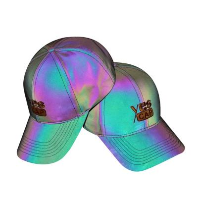 China 3M Baseball Reflector Hats Reflective Sports Hats Custom Logo Reflective Sports Rainbow Hat & Hat for sale