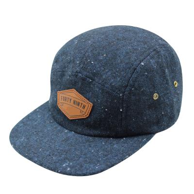 China 5 Panel Sports Camp Hat Leather Patch Sports Camper Hats COMMON Hats & Caps for sale