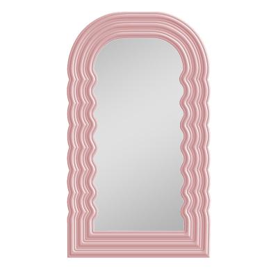 China Wholesales Minimalist Wave Pink Framed Long Large Floor Dressing Mirror Standing Large Full Face Ultrafragola Mirror for sale