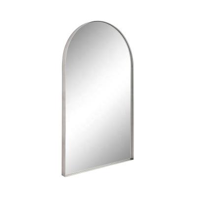 China Modern Bathroom Industry Silver Metal Framed Arch Bathroom Hanging Mirrors for sale