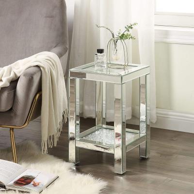 China Silver Crystal Inlay Bedroom Bed End Table Diamond Crystal Inlay Sofa Coffee Side Table Modern For Living Room for sale