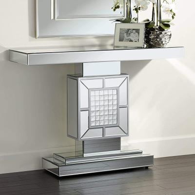 China Luxury Modern Console Table Accent Furniture Silver Glass Mirrored Modern Entry Table With Mirror for sale