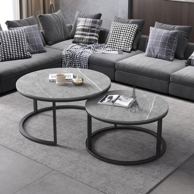 China New Design Modern Living Sofa Nordic Side Tables Set Around Modern Stone Concrete Marble Top Coffee Table for sale